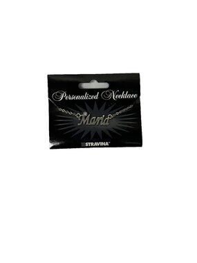 MARIA Name Silvertone Rhinestone Accent 14.5" w 4.5" Multi Ring Ext Necklace